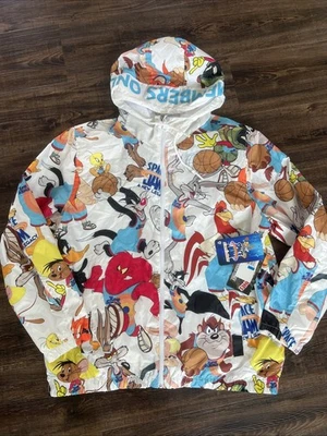NWT Looney Tunes Members Only Jacket Men’s XL Space Jam Hooded Windbreaker - Image 1 of 4