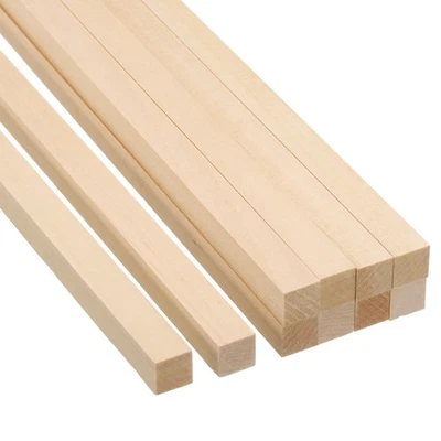 10 Pcs 1/2" Width 12" Length Wood Sticks Square Unfinished Wooden Dowel Rod - Image 1 of 4