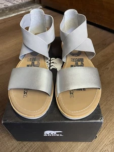 Sorel Ella Sandal in Pure Silver - Picture 1 of 6