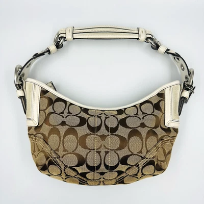 Vtg Coach Tan and Brown Signature Mini Shoulder Bag Hobo K05K-6266 w/ Dust Bag - Image 1 of 4