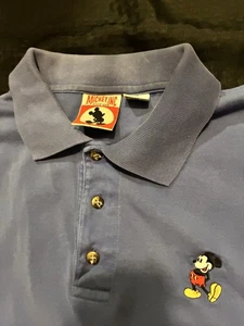 Vintage WALT DISNEY WORLD Mickey Mouse grau Jersey Poloshirt MICKEY INC Größe XL - Bild 1 von 7