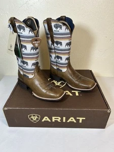 Bota de cuero Ariat Circuit Savanna marrón ceniza/impresión de búfalo para dama talla 9,5 M - Imagen 1 de 9