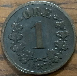 Noruega 1 mineral 1878 baja fecha de acuñación - Imagen 1 de 2