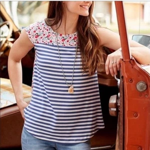Matilda Jane State Lines Top Sz X Large Floral Mixed Print Cap Sleeve Blouse Tee - Picture 1 of 9