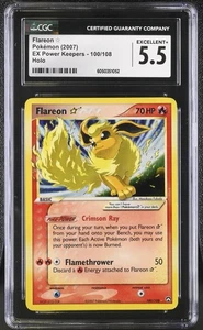 CGC 5.5 Pokemon Flareon Gold Star 100/108 EX Power Keepers Ultra Raro Holo PSA - Imagen 1 de 2