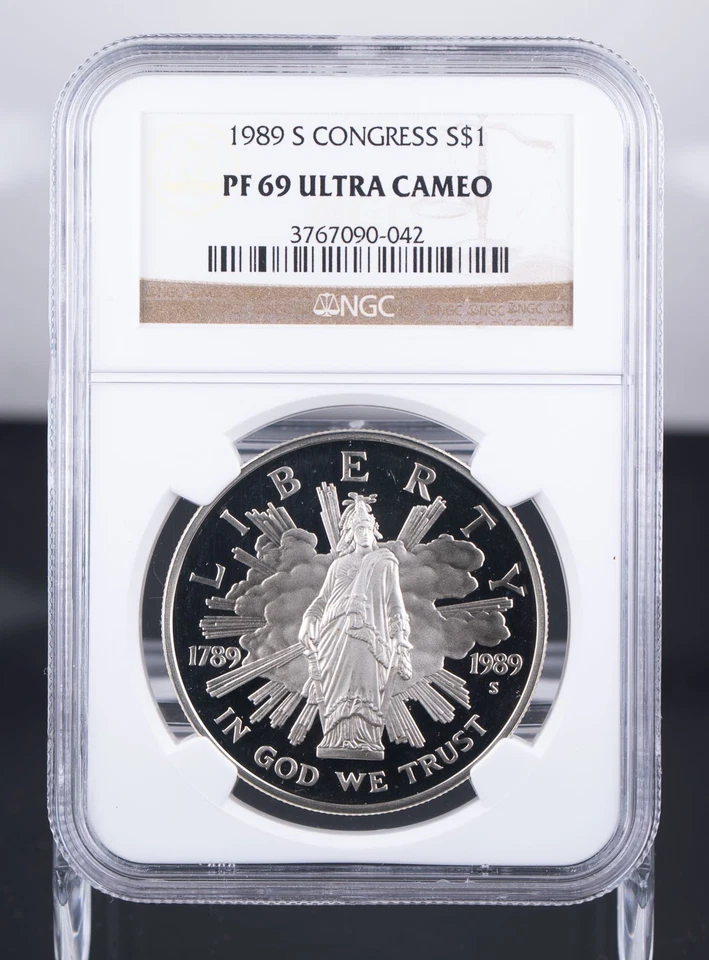 Certified 1989-S Silver $1 NGC PF69 Ultra Cameo Congress - Image 1 of 4