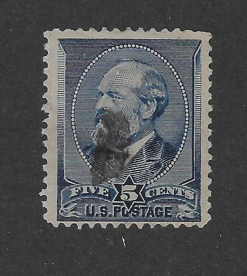 US Scott 216, James Garfield, 5 centavos índigo, 1888, American Bank Note, XF Foto 1 de 2