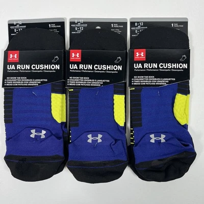 Calcetines Under Armour UA Run Cushion No Show Tab (3 pares) para hombre 8-12 NUEVO azul neón Foto 1 de 4