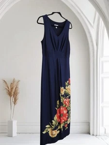 Susan Graver Womens S Maxi Dress Empire Waist Floral Cruise Vacation Stretchy - Picture 1 of 5