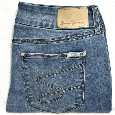 Seven7 Jeans Women’s 12 Tummyless High Rise Skinny Stretch Whiskered Denim 32x30 - Image 1 of 4