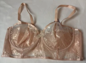 Neu mit Etikett Savage X Fenty Hyper echte Spitze & Vinyl Bustier-BH Größe 1X schüchternes Pink - Bild 1 von 5