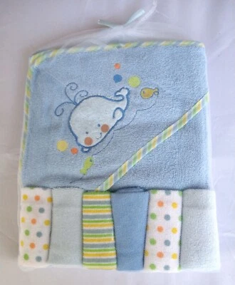 Little Mimos Bebé Niños 7 Piezas Set de Regalo - Toalla y Paños con Capucha de Ballena Algodón Nuevo Foto 1 de 4