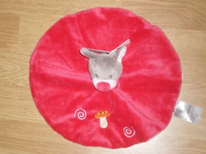 Peluche Doudou renard loup rond plat rouge champignon spirale gris KIABI NICOTOY - Picture 1 of 1