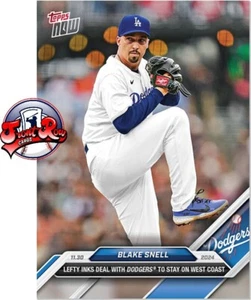 Blake Snell Signs With Dodgers 2024 MLB Topps NOW Card OS-7 - Picture 1 of 2