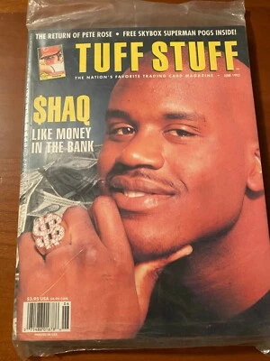 RARO JUNIO 1993 TUFF STUFF REVISTA DE TARJETAS COLECCIONABLES NOVATO SHAQ O'NEAL + POGS Foto 1 de 2
