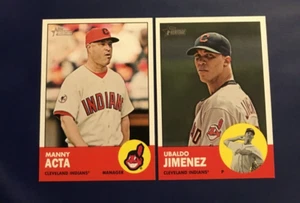 2012 Topps Heritage #227 #48 MANNY ACTA & UBALDO JIMENEZ Lot 2 Cleveland Indians - Picture 1 of 1