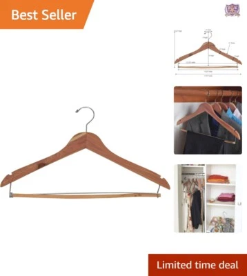 Juego de perchas de madera de cedro que ahorran espacio con muescas y barra para pantalones para prendas de vestir Foto 1 de 4