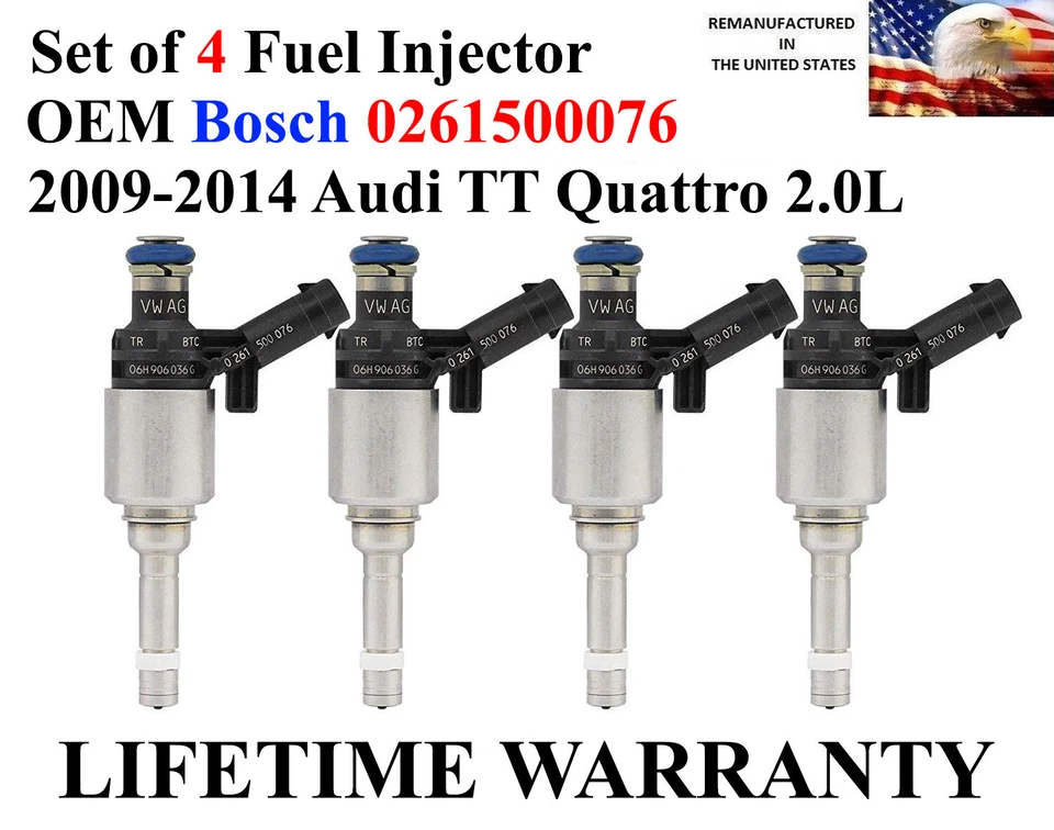 Conjunto Bosch genuíno de 4 injetores de combustível para 2009-2014 Audi TT Quattro 2.0L - Imagem 1 de 1