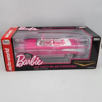 Barbie 1957 Chevrolet Bel Air Convertible Pink Silver Screen Machines Auto World - Image 1 of 4