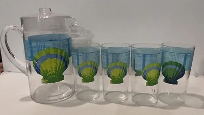 Juego de 5 piezas de acrílico Precidio 1 jarra de plástico 4 vasos de plástico Foto 1 de 4