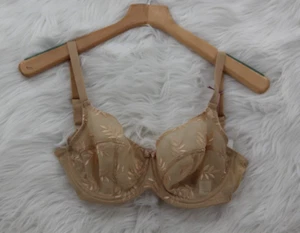 Panache Bra 28H Beige Nude Tango Balconnet 3251 Leaf Emroidered Underwire #1567 - Picture 1 of 13