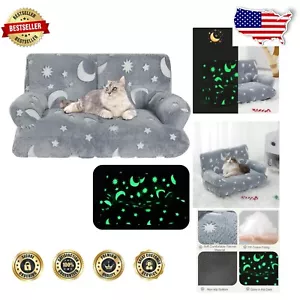 Stylish Cat Couch Bed with Non-Slip Base and Glow-in-the-Dark Pattern - Grey - Picture 1 of 9