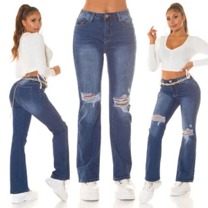 Koucla Jeans High Waist Bootcut Jeans Damen Jeanshose Used Look Milax-Fashion