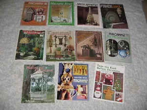 11 VTG Macrame Leaflet Patterns Plant Hangers Jewelry XMas Decor Variety CLEAN - Picture 1 of 8