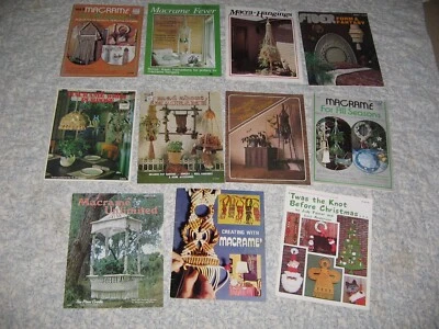 11 VTG Macrame Leaflet Patterns Plant Hangers Jewelry XMas Decor Variety CLEAN - Image 1 of 4
