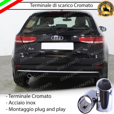 TERMINALE DI SCARICO PER MARMITTA CROMATO INOX AUDI A3 8V SPORTBACK STILE S-LINE - Immagine 1 di 4