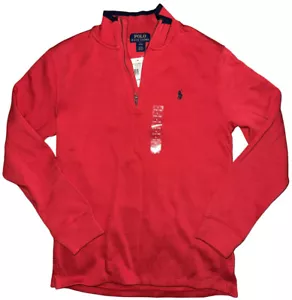 NWT! Polo Ralph Lauren Boy’s Large Red Performance Quarter-Zip Pullover Sweater - Picture 1 of 4