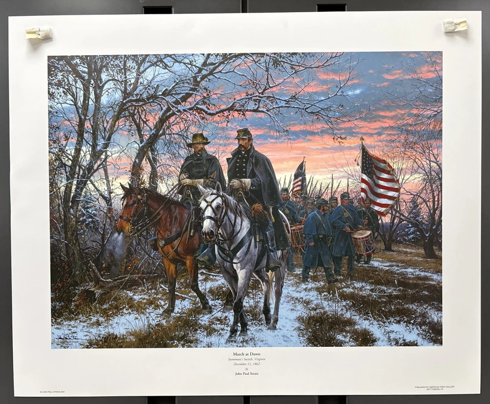 John Paul Strain, March At Dawn, impresión militar, americana, litografía Foto 1 de 1