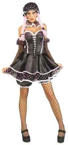Rag Doll Girl Baby Gothic Black Pink Fancy Dress Up Halloween Sexy Adult Costume - Picture 1 of 8