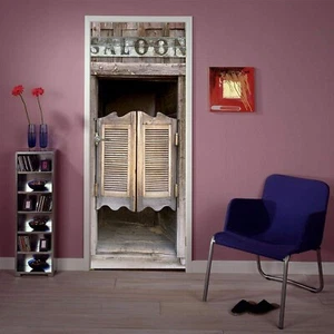 3D Door Stickers Murals Peel and Stick - Saloon - Door Wallpaper Self-Adhesiv... - Picture 1 of 9