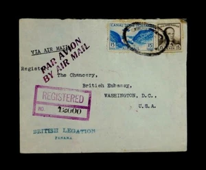 1941 BRITISH LEGATION EMBASSY WASHINGTON D.C. CANAL ZONE POSTAGE COVER PANAMA - Picture 1 of 2