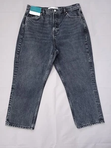 Next Jeans Size 12 14 Mom Straight Crop High Waist Grey W32 - Brand New - Picture 1 of 6