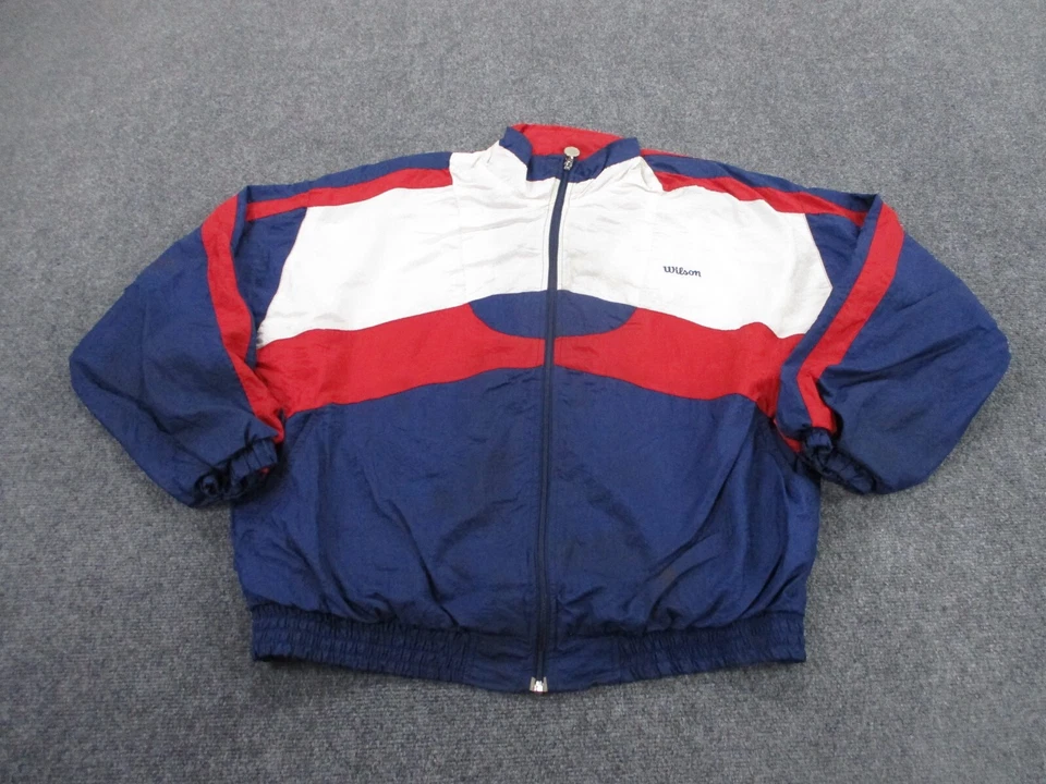 Chaqueta Wilson De Colección Adulto XL Azul Nylon Pista Logo Ventaja Exterior Retro Hombres Foto 1 de 4