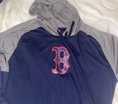 Boston Red Sox MLB Genuine XXL Pullover Hoodie Poly Sweat Shirt - Blue Silver - Image 1 of 4