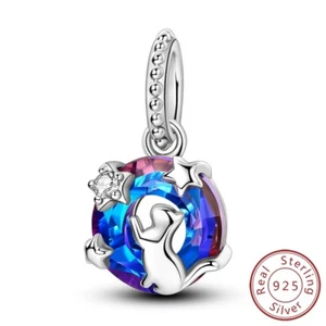 MULA Solid 925 Sterling Silver DIY Charm AAA CZ Cat and Stars For Women Bracelet - Picture 1 of 7