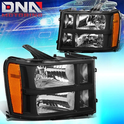 PARA GMC SIERRA 1500 2500 3500 2007-2014 FAROS IZQUIERDA+DERECHA NEGRO/ÁMBAR Foto 1 de 4
