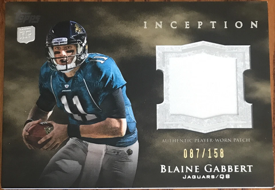2011 Topps Inception Rookie Relics Jumbo Swatch Blaine Gabbert RP-BG #’d 087/158 - Image 1 of 2