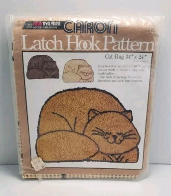 1979 Caron Latch Hook Pattern 3152 Cat Rug 34x24 Pattern Only No Yarn - Image 1 of 4