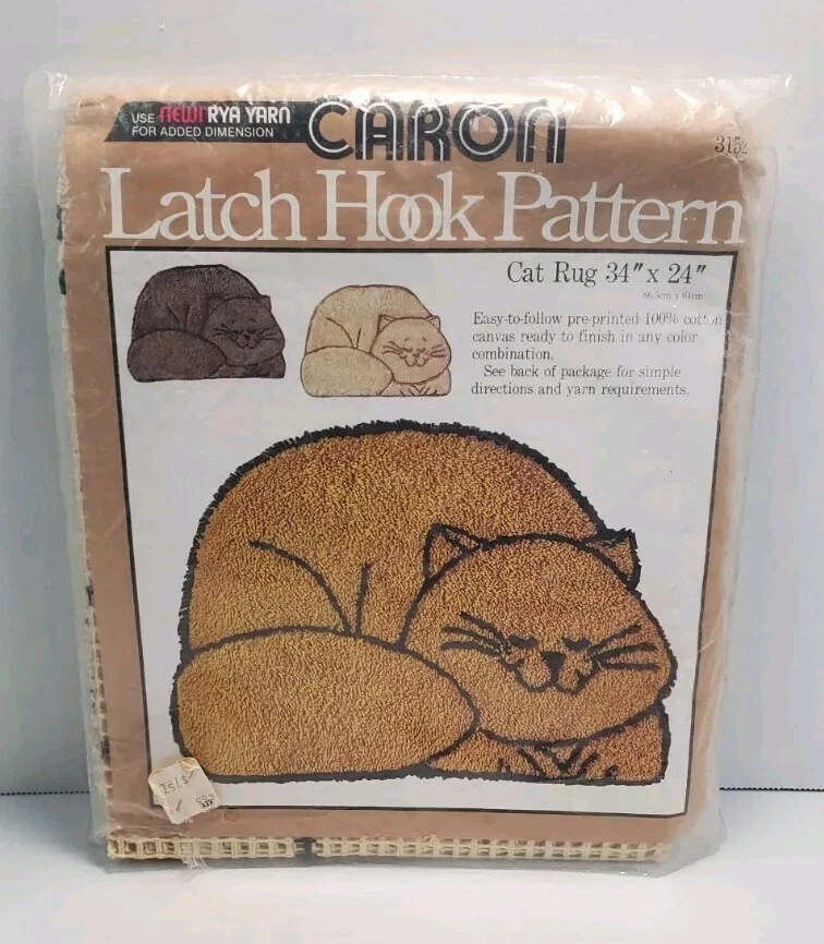 1979 Caron Latch Hook Pattern 3152 Cat Rug 34x24 Pattern Only No Yarn - Image 1 of 4