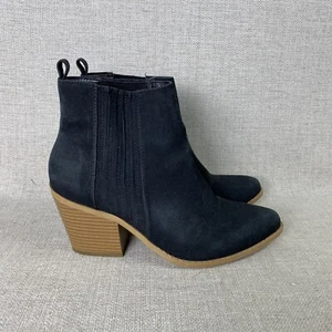 Forever 21 Botines Mujer’s 9 Negro Pull On Gamuza Madera Tacón Botín Western - Imagen 1 de 8