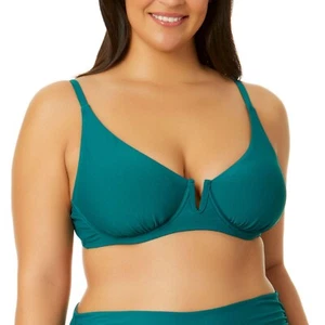 Anne Cole Limited Edition Ladies Swim V-Wire Bikini Top Size L Ocean Green - Picture 1 of 4