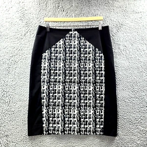 Vintage Veronilka Maine Womens Pencil Skirt Size 14 Black Grey Ivory Knee Length - Picture 1 of 13