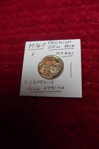 1936-P Buffalo Nickel,Beautiful LUSTROUS (PREMIUM GEM BRILLIANT UNCIRCULATED)#1 Cover