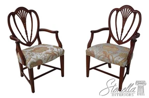 60383EC: Pair Inlaid Back Mahogany Shield Back Armchairs - Picture 1 of 12