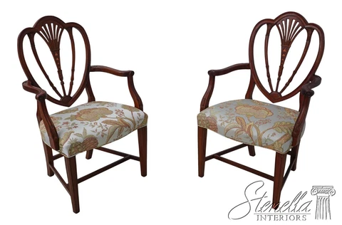 60383EC: Pair Inlaid Back Mahogany Shield Back Armchairs Cover