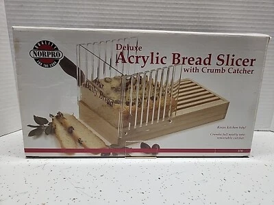 New Open Box Norpro Deluxe Acrylic And Wood Bread Slicer With Crumb Catcher - Image 1 of 4